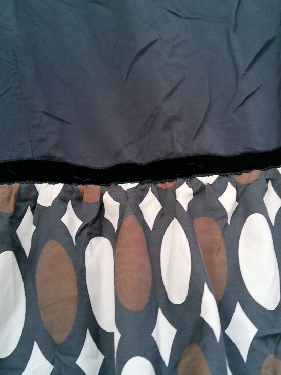 VINTAGE FOSSIL DRESS SIZE XL BLACK WITH BROWN WHITE BLACK DESIGN - Picture 2 of 7